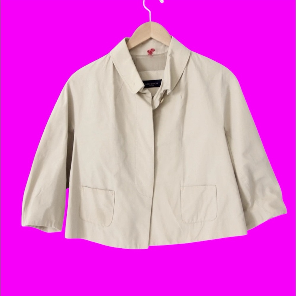 PIAZZA SEMPIONE Cropped Jacket - Light Khaki (Italy) - Size: IT 44 / (US Size 8)